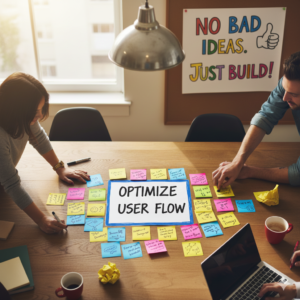 Team brainstorming multiple alternatives to achieve a defined function during the Creative Phase.