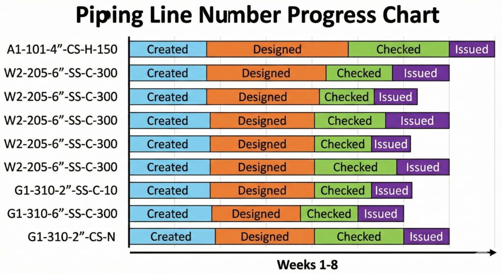 Line number-piping-progress