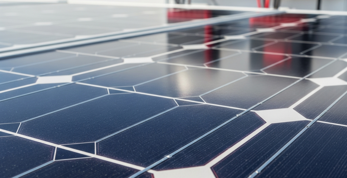 Close-up of monocrystalline solar photovoltaic cells illustrating solar energy fundamentals