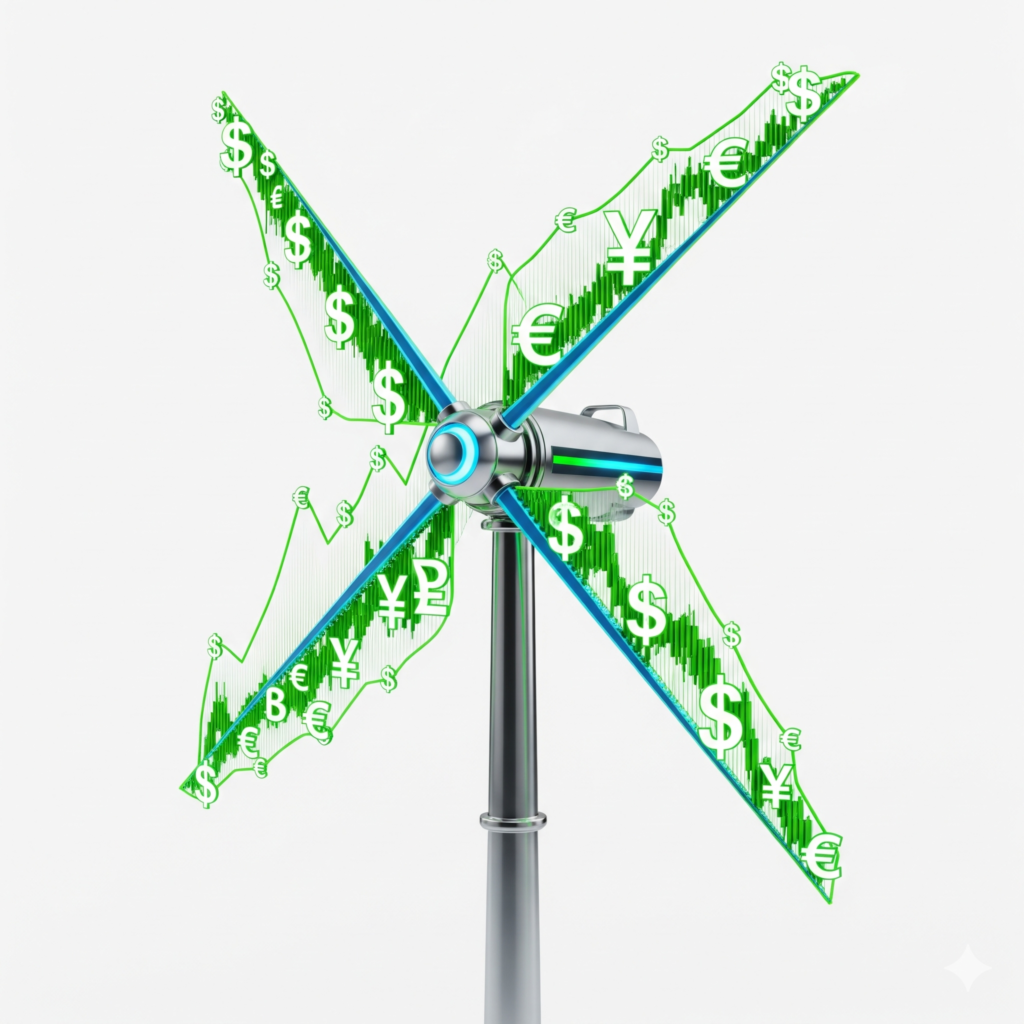 Conceptual illustration representing the economics and policy of renewable energy.