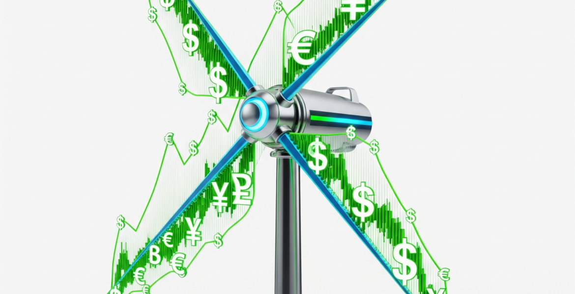Conceptual illustration representing the economics and policy of renewable energy.