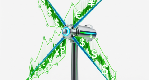 Conceptual illustration representing the economics and policy of renewable energy.