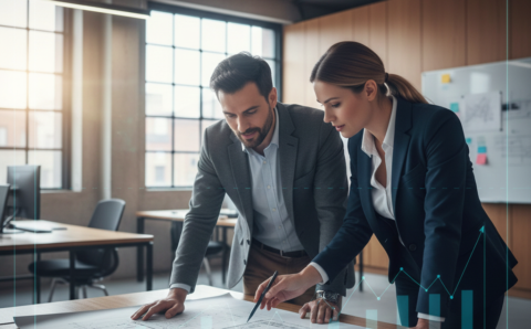 Team of engineers analyzing validated project data to identify cost drivers during the Value Engineering Information Phase