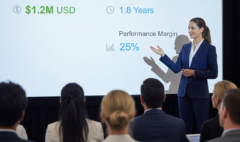 Presenter communicating VE recommendations with value metrics to secure stakeholder approval