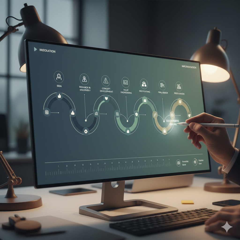Roadmap showing how Value Engineering integrates from ideation to implementation